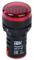 Индикатор значения напряжения IEK KARAT AD127-VM 22мм 220В IP40 красный картинка